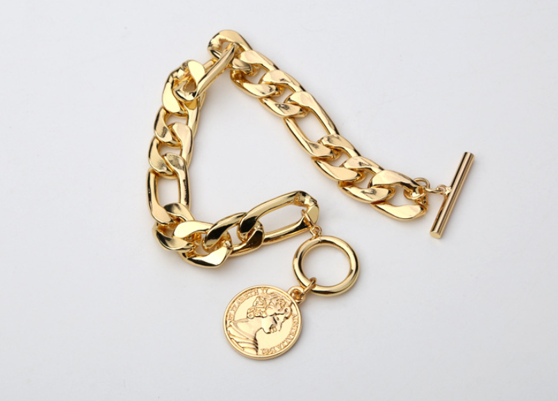 Bold Coin Chain Bracelet