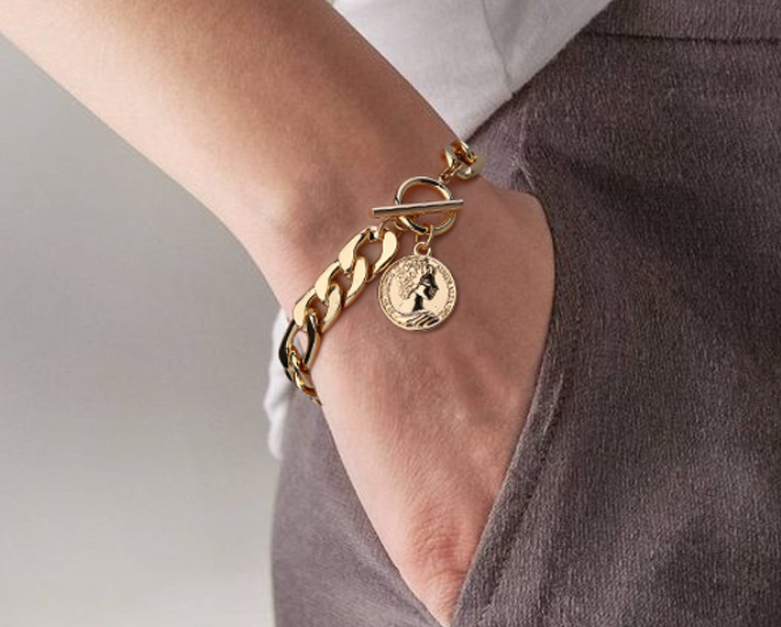 Bold Coin Chain Bracelet