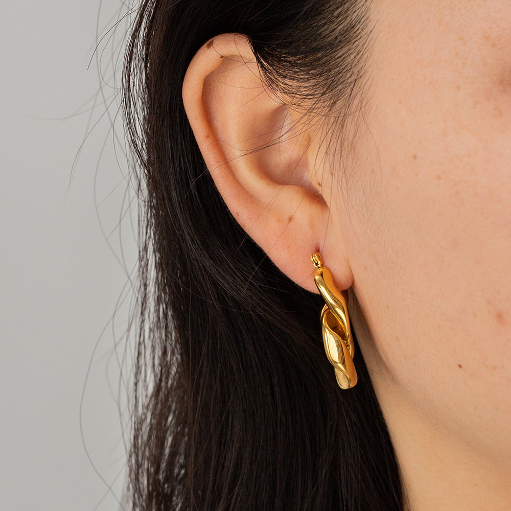 Bold Twist Hoop Earrings – Gold Finish